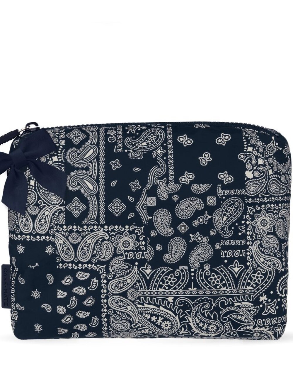 Case-Mate Navy Bandana Bow Crinkle Makeup Bag Waterproof Blue Travel Pouch NWT
